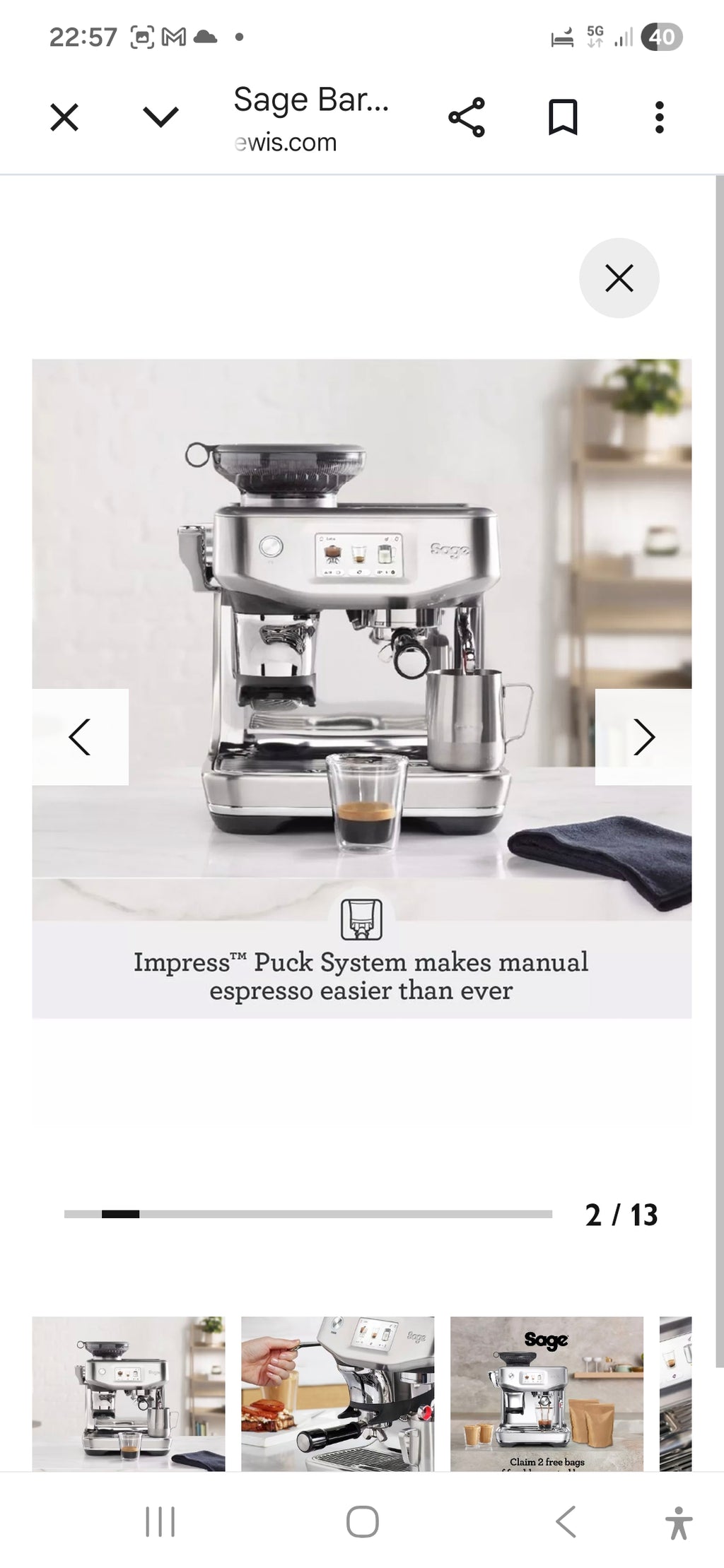 Sage barista touch impress fully reconditioned